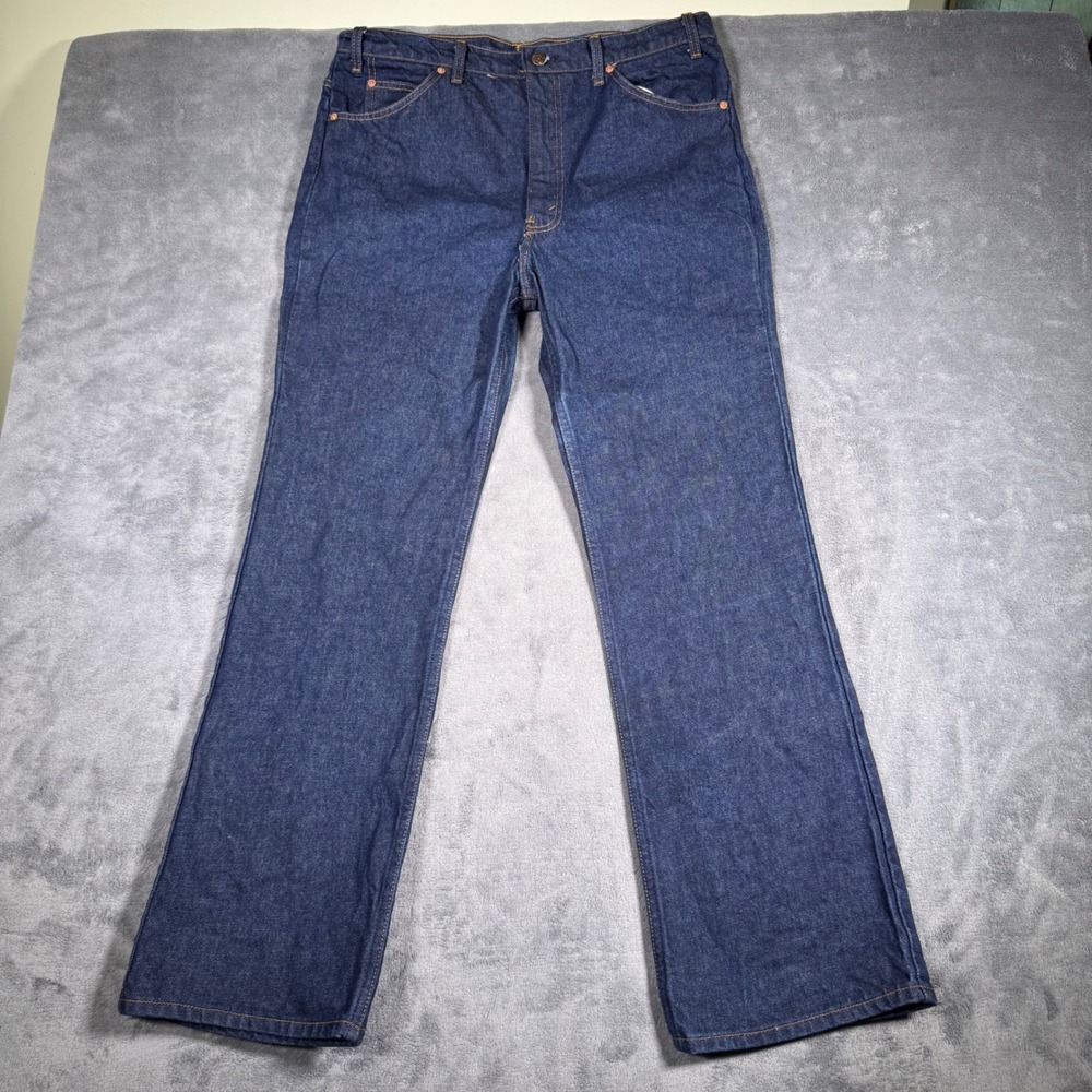 Vintage Levis 517 Mens Orange Tab Bootcut Jeans Dark Wash Indigo 36x31 USA Made